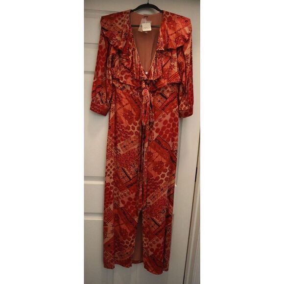 Free People OB1563474 Women's Sz S Primrose Combo Lennon Ruffle Maxi Dress - Picture 1 of 6